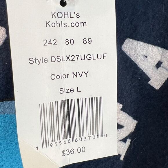 NWT Disney Lilo & Stitch Junior's Large Blue Cozy Hoodie Varsity Ohana - Picture 7 of 8